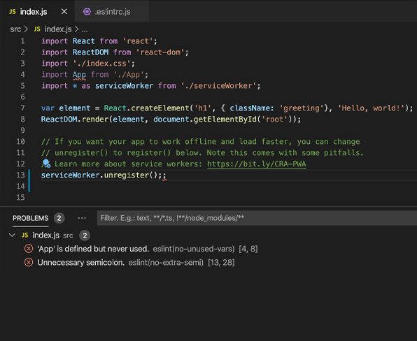 React screenshot